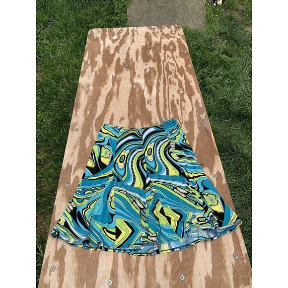 S.L.B abstract women's skirt XL Retro Blue Green‎ Swirl Summer - Picture 6 of 7